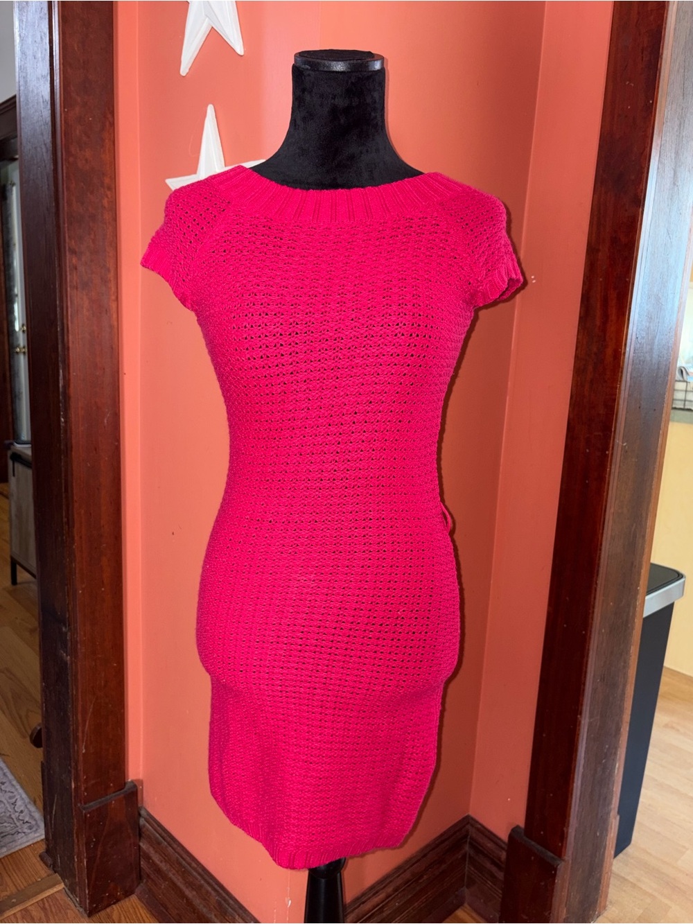 Glimmer by J.J Basics pink knit mini/midi dress